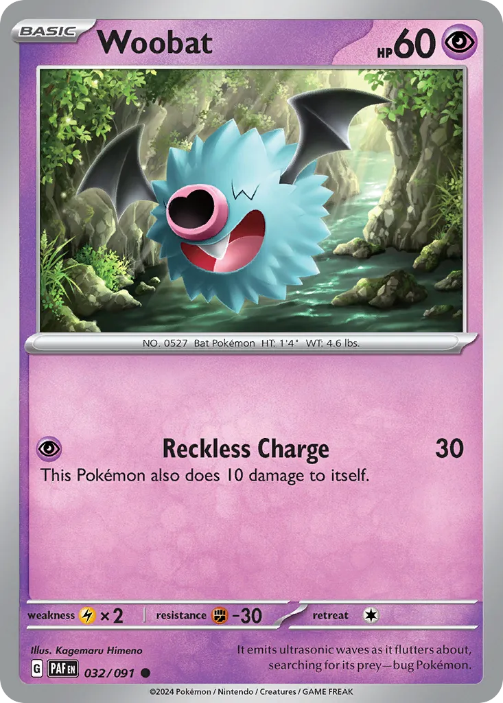 2024 Paldean Fates Woobat #32/91 Common card image