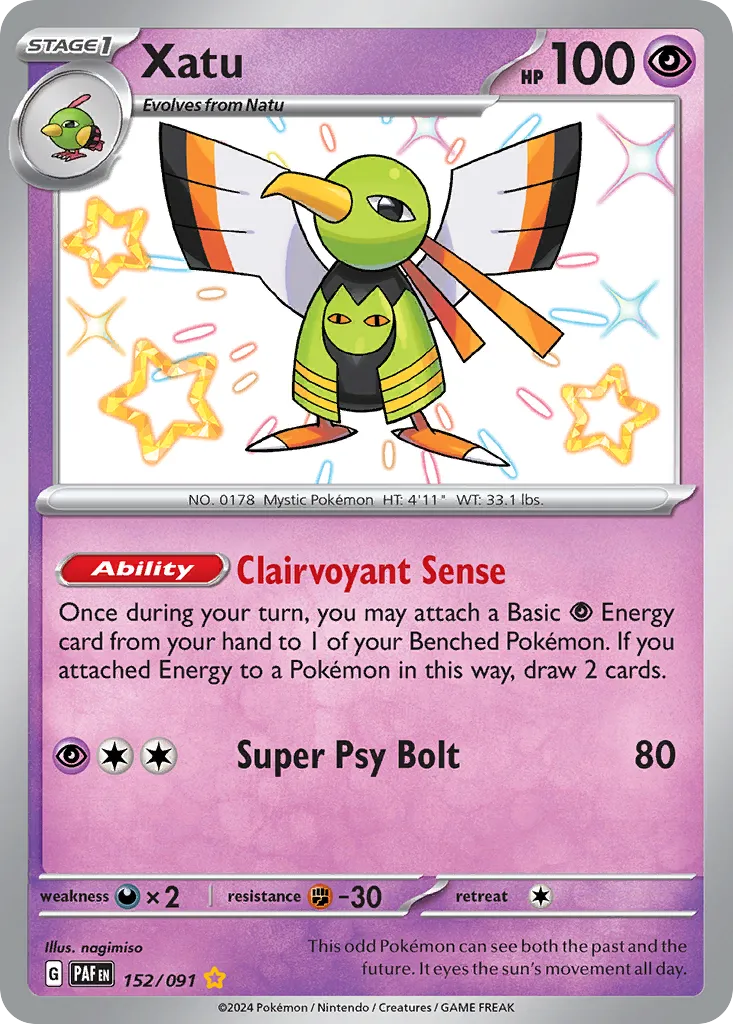2024 Paldean Fates Xatu #26/91 Rare card image