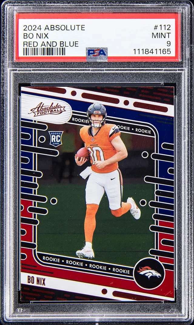 2024 Panini Absolute Bo Nix Red and Blue #112 card image