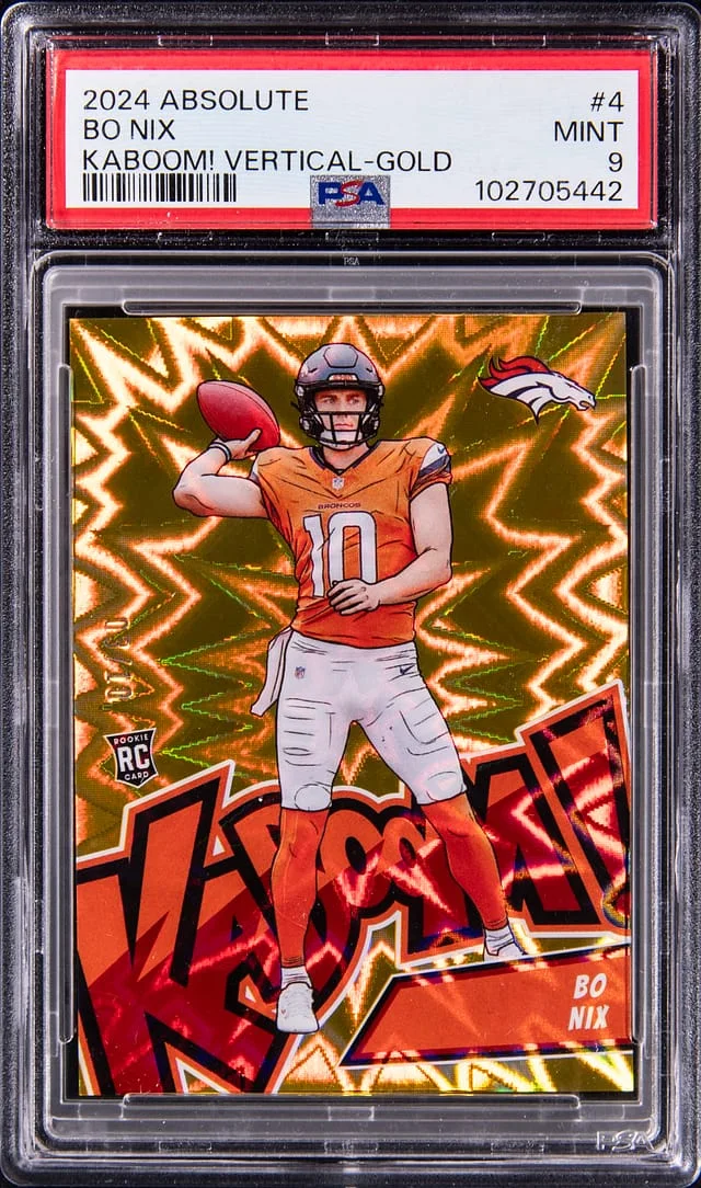 2024 Panini Absolute Bo Nix Kaboom! Vertical Gold #4 card image