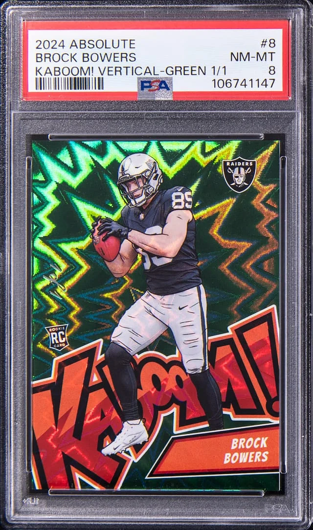 2024 Panini Absolute Brock Bowers Kaboom! Vertical Green #8 card image