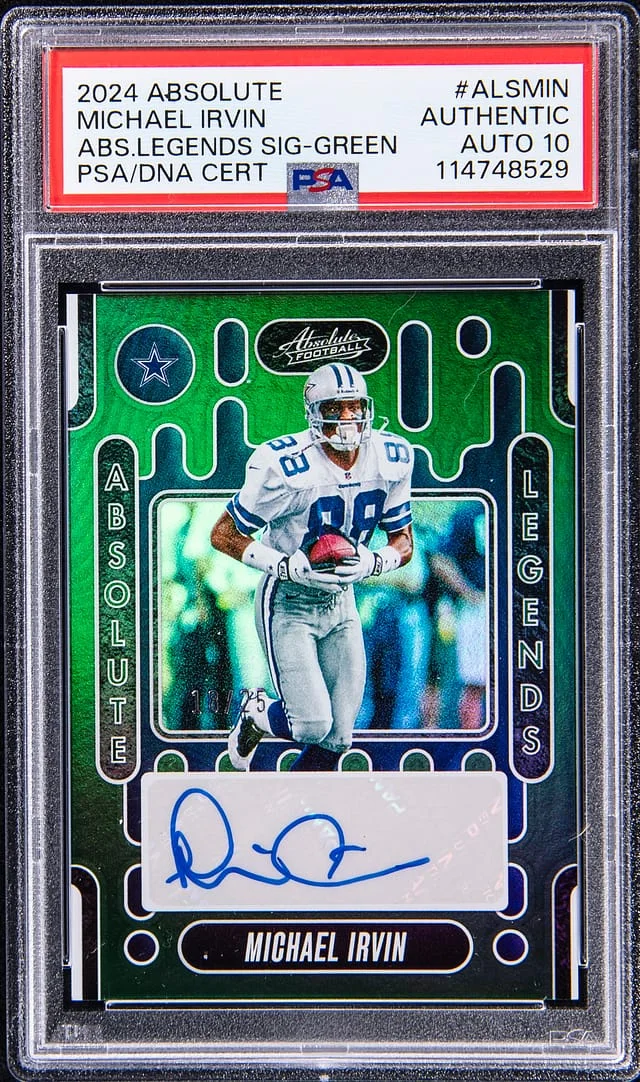 2024 Panini Absolute Michael Irvin Legends Signature Green #ALS-MIN card image