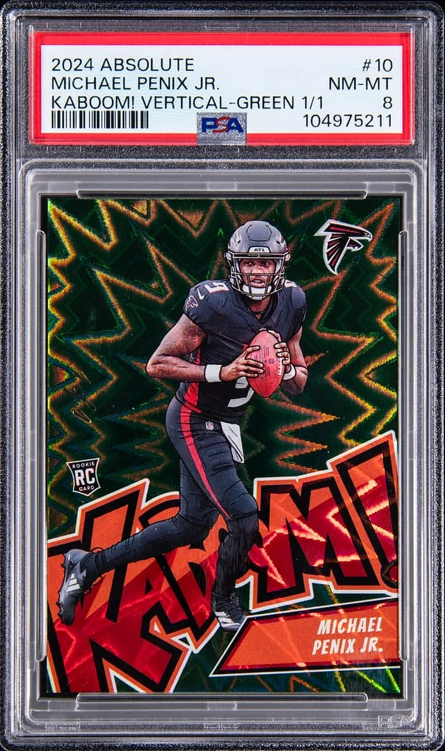 2024 Panini Absolute Michael Penix Jr. Kaboom! Vertical Green #10 card image