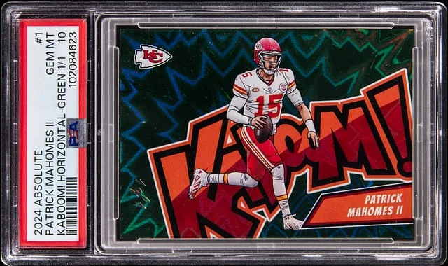 2024 Panini Absolute Patrick Mahomes II Kaboom! Horizontal Green #1 card image