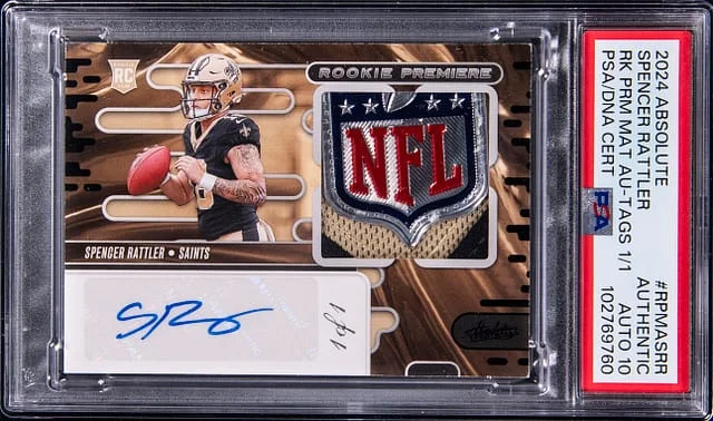 2024 Panini Absolute Spencer Rattler Premiere Material Autograph Tags #RPMASRR card image