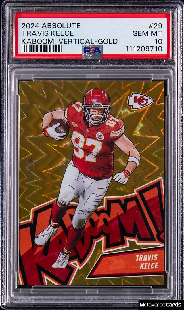 2024 Panini Absolute Travis Kelce Kaboom! Vertical Gold #29 card image