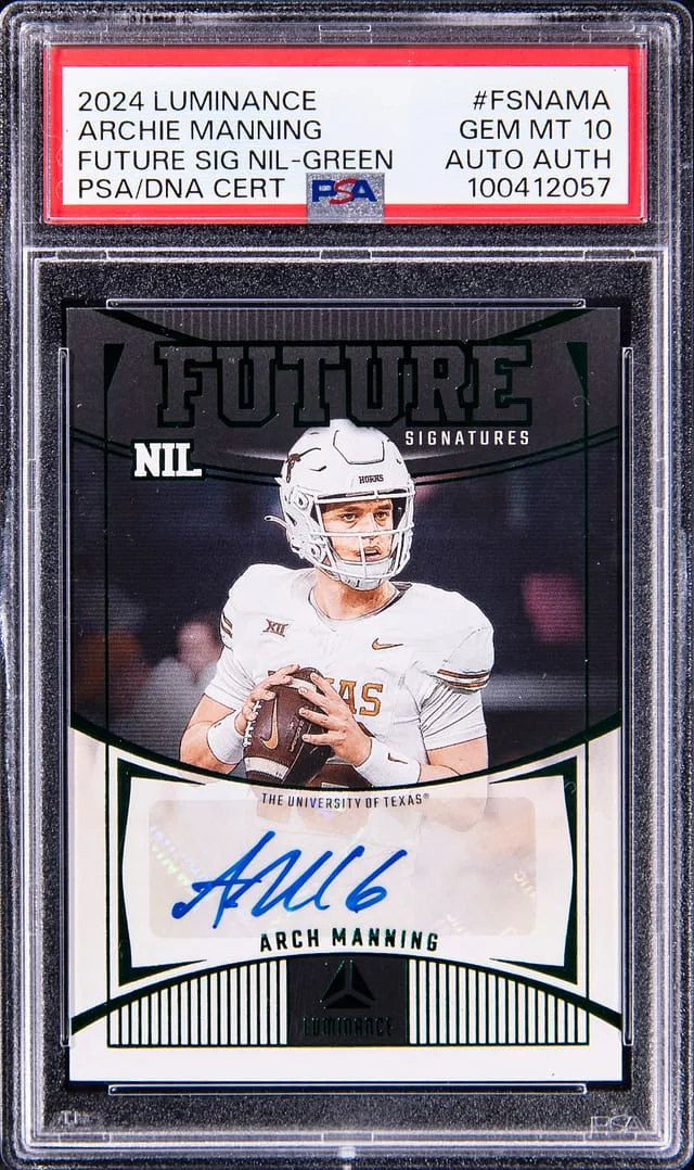 2024 Panini Arch Manning Luminance Future Signatures NIL Green #FSN-AMA card image