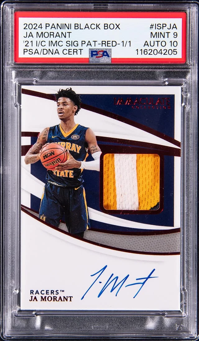 2024 Panini Black Ja Morant Box '21 Immaculate Collection Collegiate Signature Patch Red #ISP-JA card image