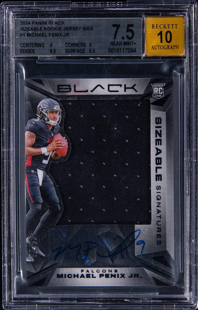 2024 Panini Black Michael Penix Jr. Sizeable Jersey Signatures #SSR-MPJ card image