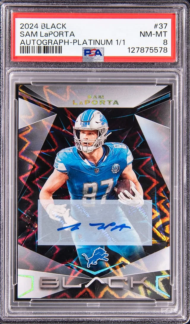 2024 Panini Black Sam Laporta Autograph Platinum #37 card image