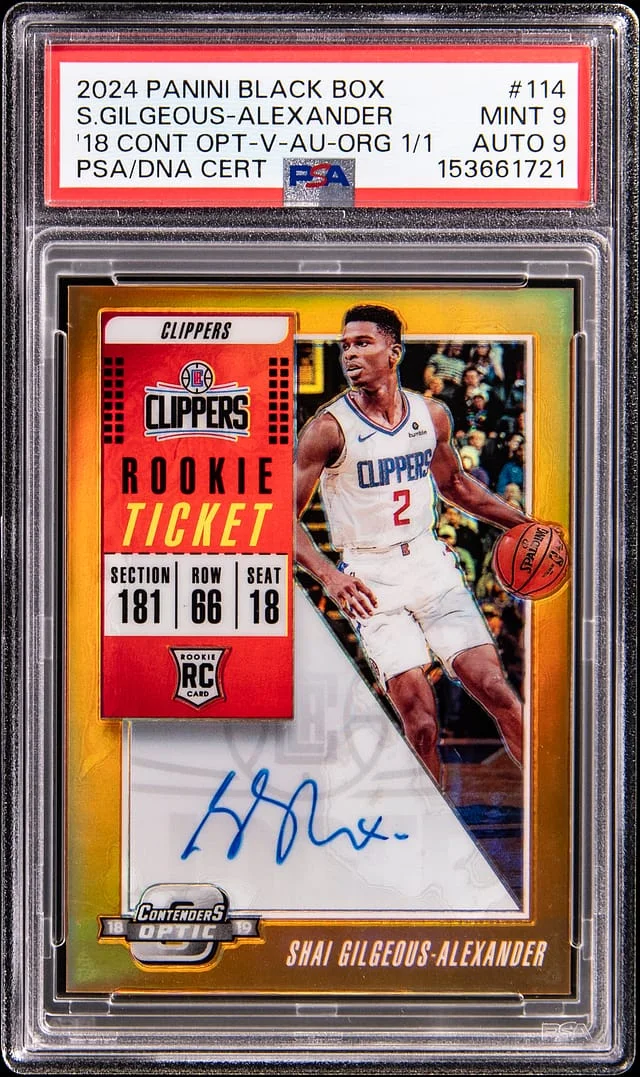 2024 Panini Black Shai Gilgeous-Alexander Box '18 Contenders Optic Variation Autograph Orange #114 card image