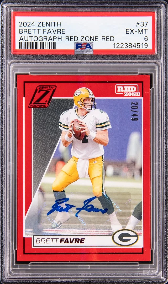 2024 Panini Brett Favre Zenith Autographs Red Zone Red #37 card image