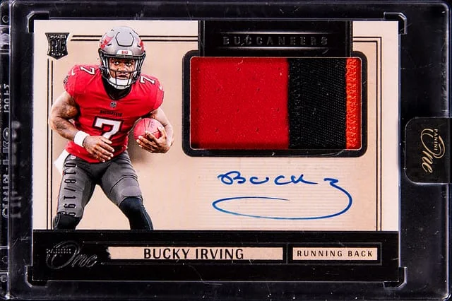 2024 Panini Bucky Irving One Patch Autograph #20 card image