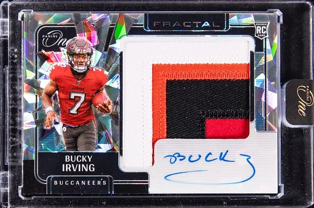 2024 Panini Bucky Irving One Football Fractal Autograph #410 card image
