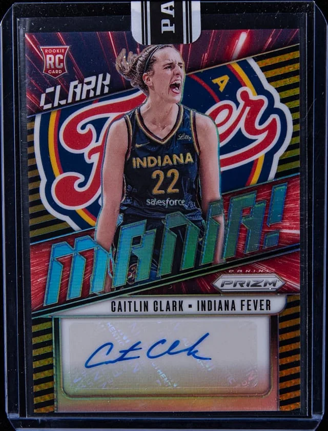2024 Panini Caitlin Clark WNBA Prizm Clark-Mania! Black Gold Prizm #CLM-CC card image