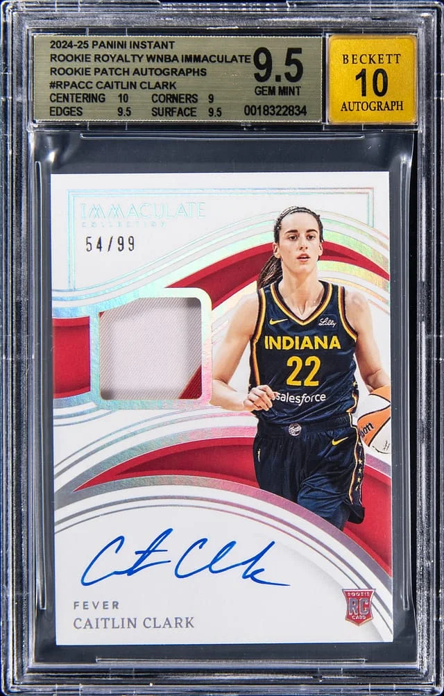 2024 Panini Caitlin Clark Instant Royalty WNBA Immaculate Patch Autograph (RPA) #RPA-CC card image