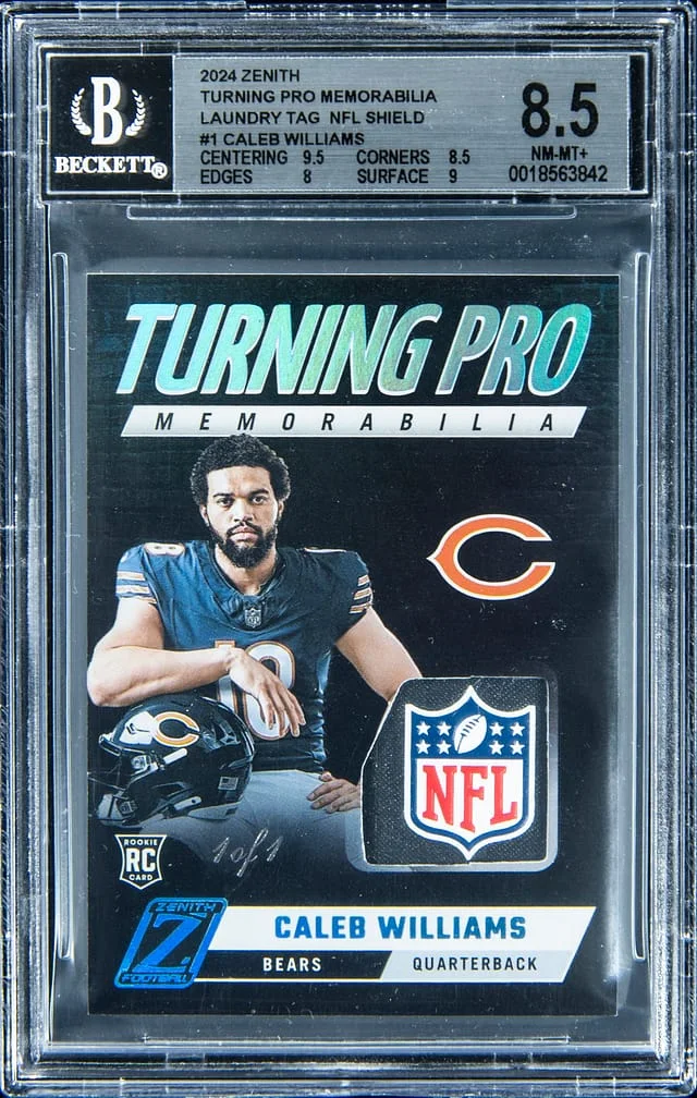 2024 Panini Caleb Williams Zenith Turning Pro Memorabilia Laundry Tags NFL Shield #TPPM-CWS card image