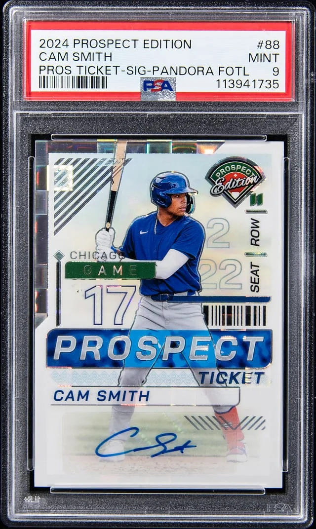 2024 Panini Cam Smith Prospect Edition Prospect Ticket Signatures Pandora First Off The Line (FOTL) #88 card image