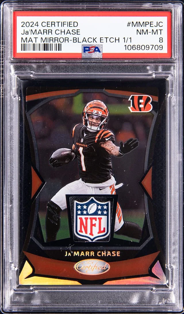 2024 Panini Certified Ja'Marr Chase Materials Mirror Black Etch #MMPE-JC card image
