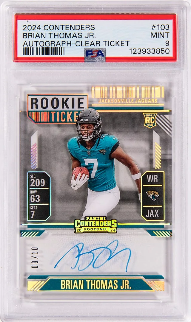 2024 Panini Contenders Brian Thomas Jr. Autograph Clear Ticket #103 card image