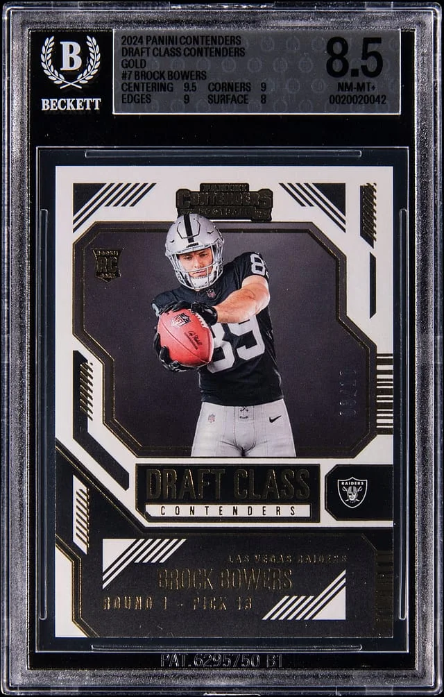 2024 Panini Contenders Brock Bowers Draft Class Contenders Gold #7 card image