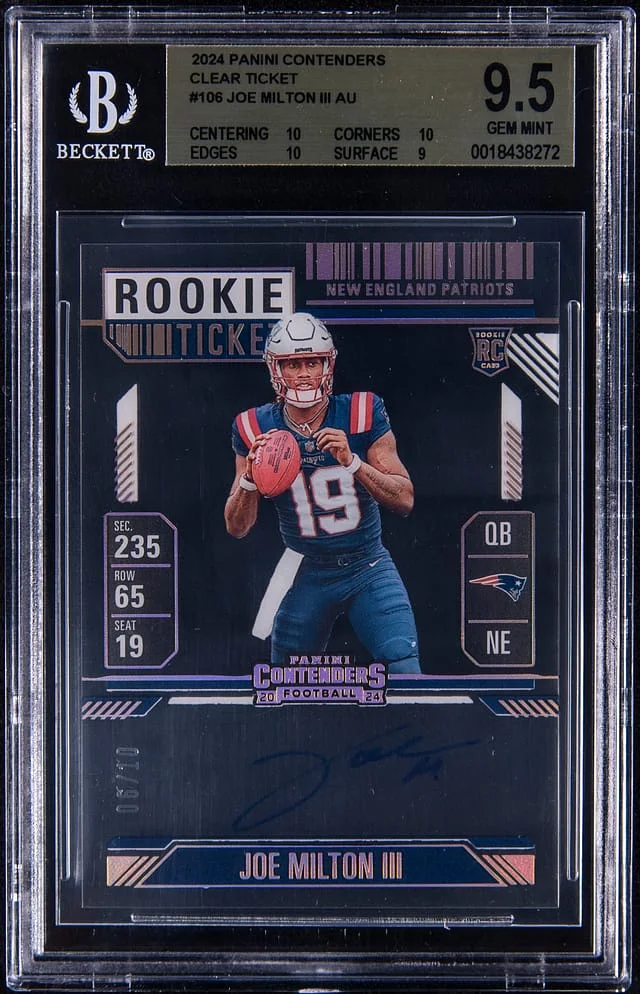 2024 Panini Contenders Joe Milton III Clear Ticket Autograph #106 card image