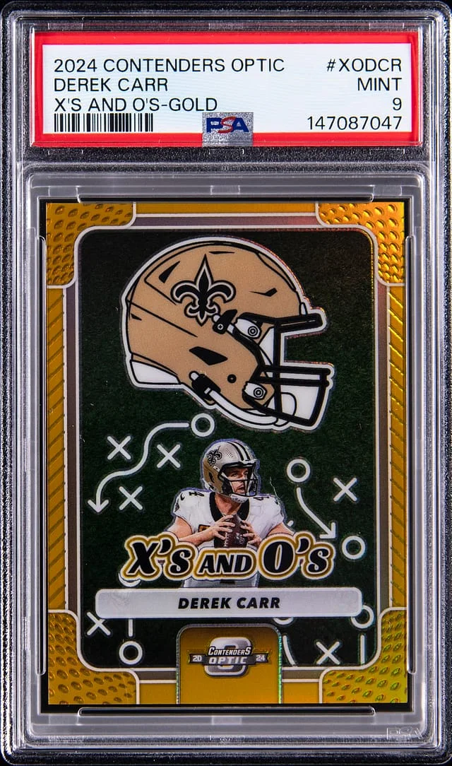 2024 Panini Contenders Optic Derek Carr X's and O's Gold #XO-DCR card image