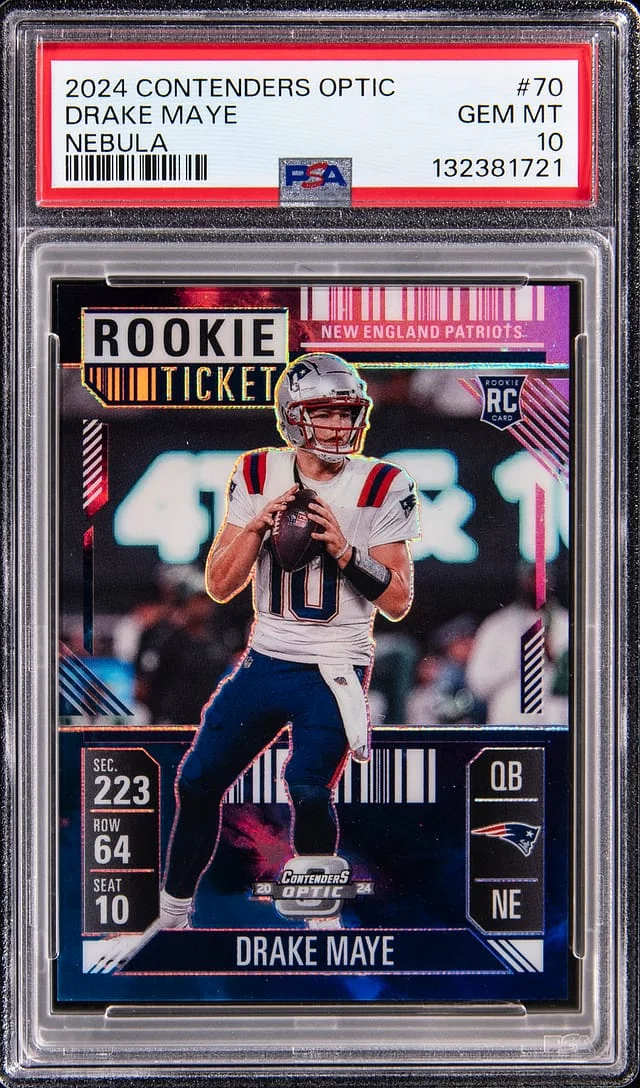 2024 Panini Contenders Optic Drake Maye Ticket Nebula #70 card image