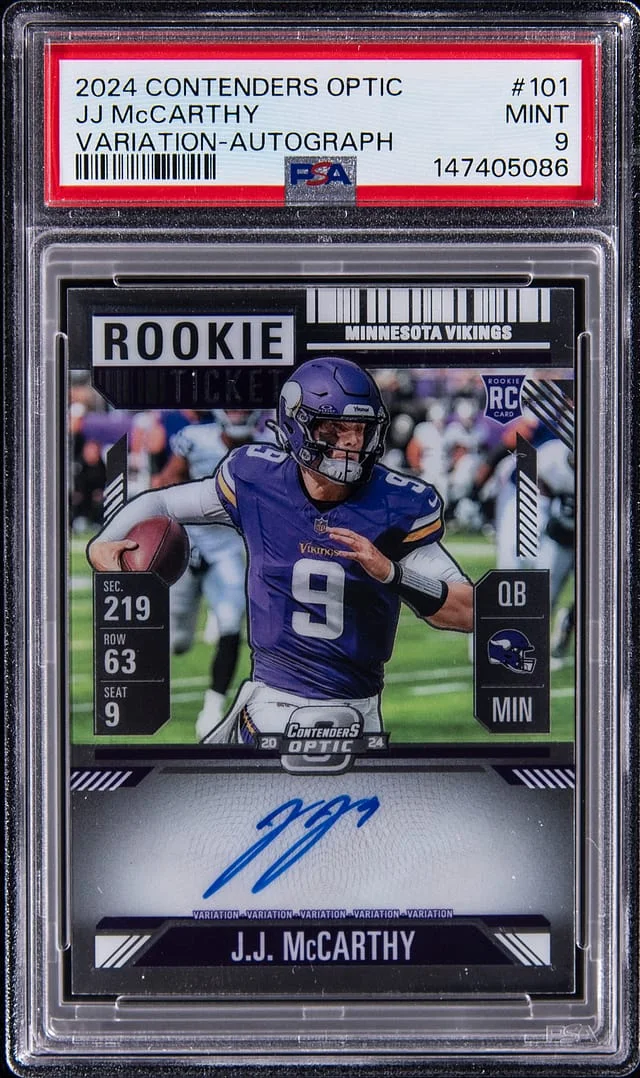 2024 Panini Contenders Optic J.J. McCarthy Autograph #101 card image