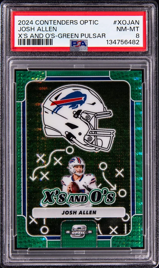 2024 Panini Contenders Optic Josh Allen X's and O's Green Pulsar #XO-JAn card image