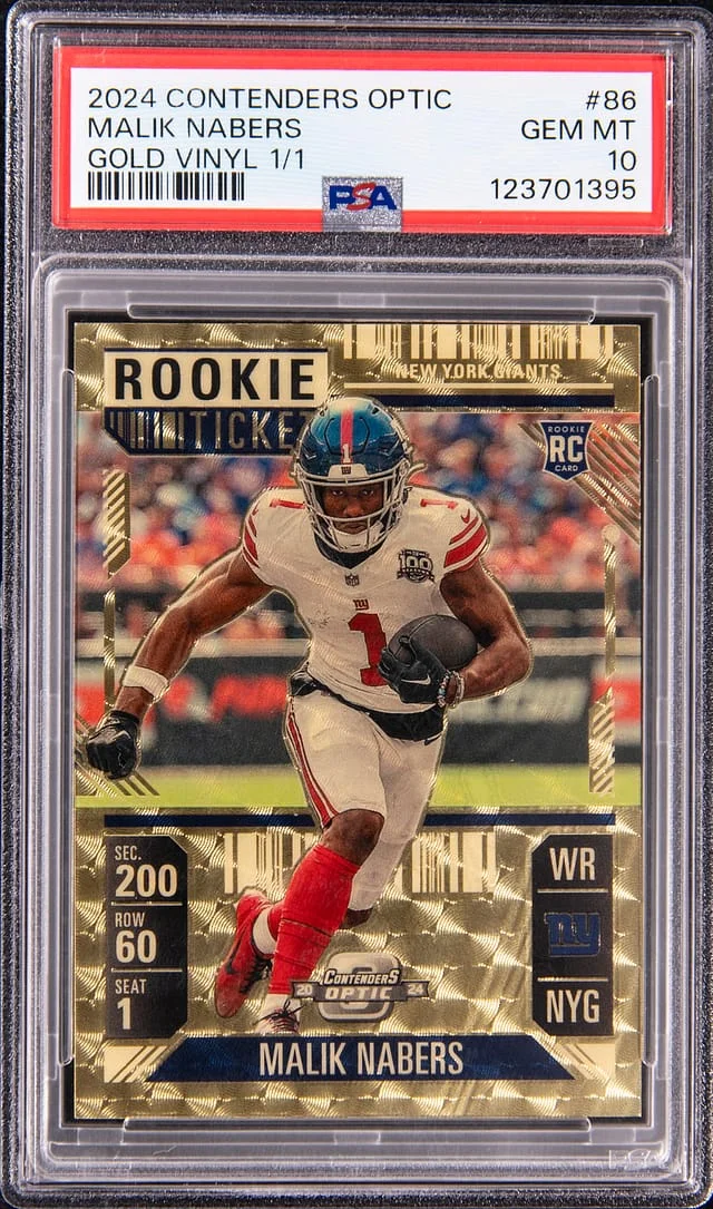 2024 Panini Contenders Optic Malik Nabers Gold Vinyl #86 card image