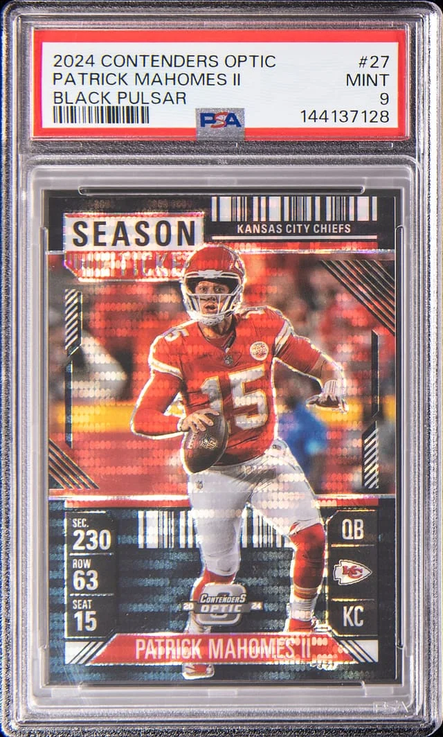 2024 Panini Contenders Optic Patrick Mahomes II Black Pulsar #27 card image