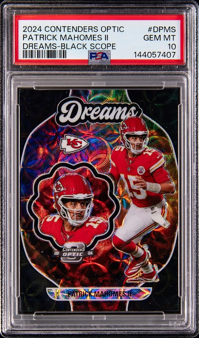 2024 Panini Contenders Optic Patrick Mahomes II Dreams Black Scope #D-PMS card image