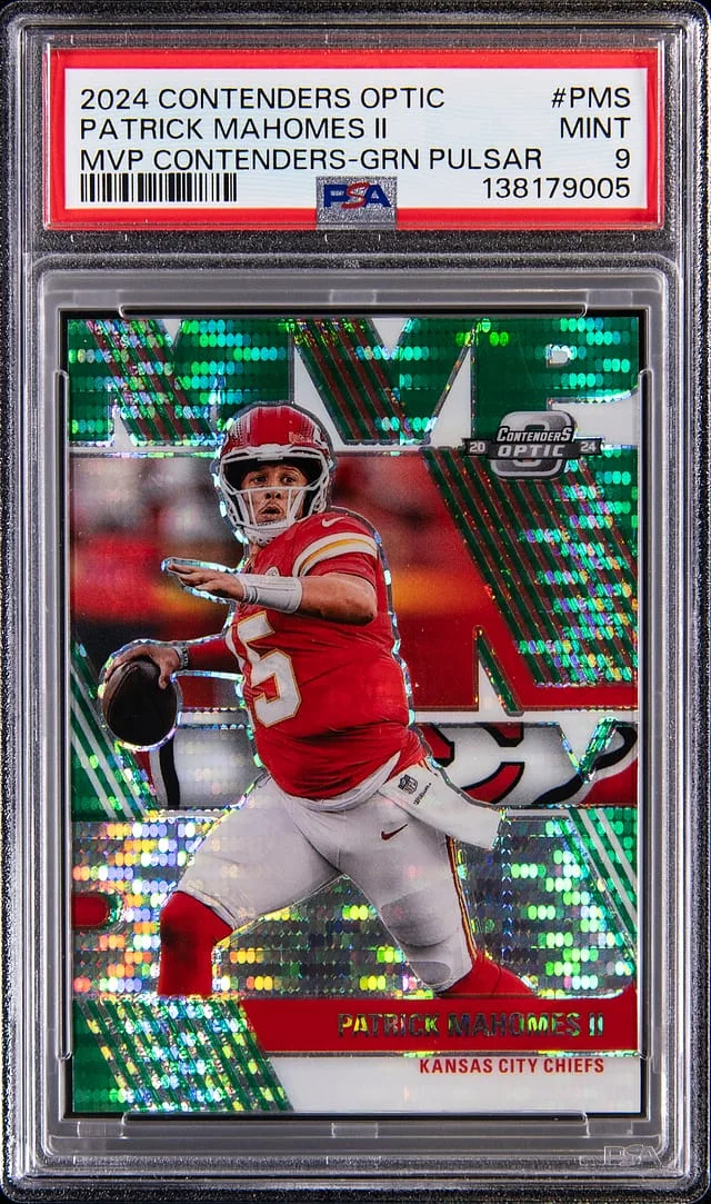 2024 Panini Contenders Optic Patrick Mahomes II MVP Contenders Green Pulsar #MVP-PMS card image