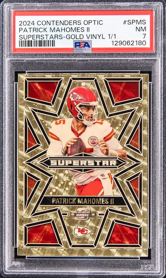 2024 Panini Contenders Optic Patrick Mahomes II Superstars Gold Vinyl #S-PMS card image