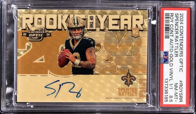 2024 Panini Contenders Optic Spencer Rattler Of The Year Gold Vinyl #ROY-SRR card image