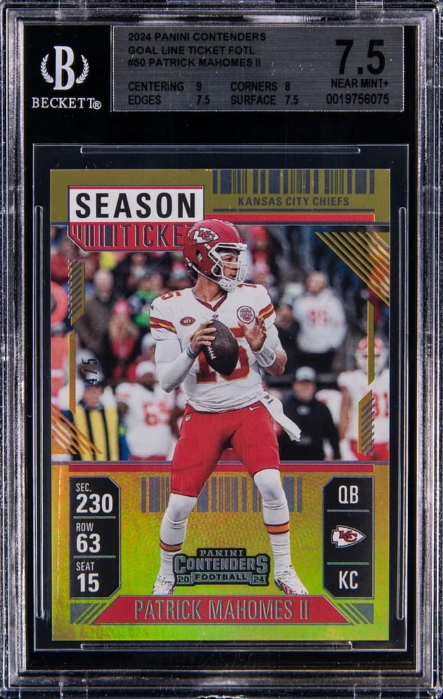 2024 Panini Contenders Patrick Mahomes II Goal Line Ticket FOTL #50 card image