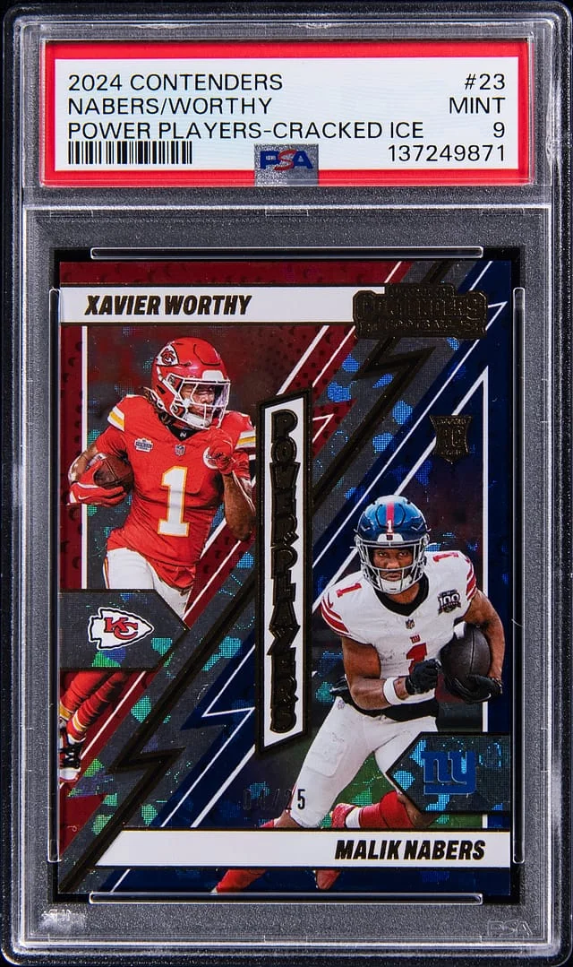2024 Panini Contenders Xavier Worthy/Malik Nabers Power Players Cracked Ice #23 card image