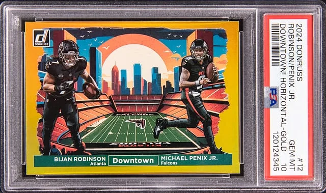 2024 Panini Donruss Bijan Robinson/Michael Penix Jr. Downton! Horizontal Gold #12 card image