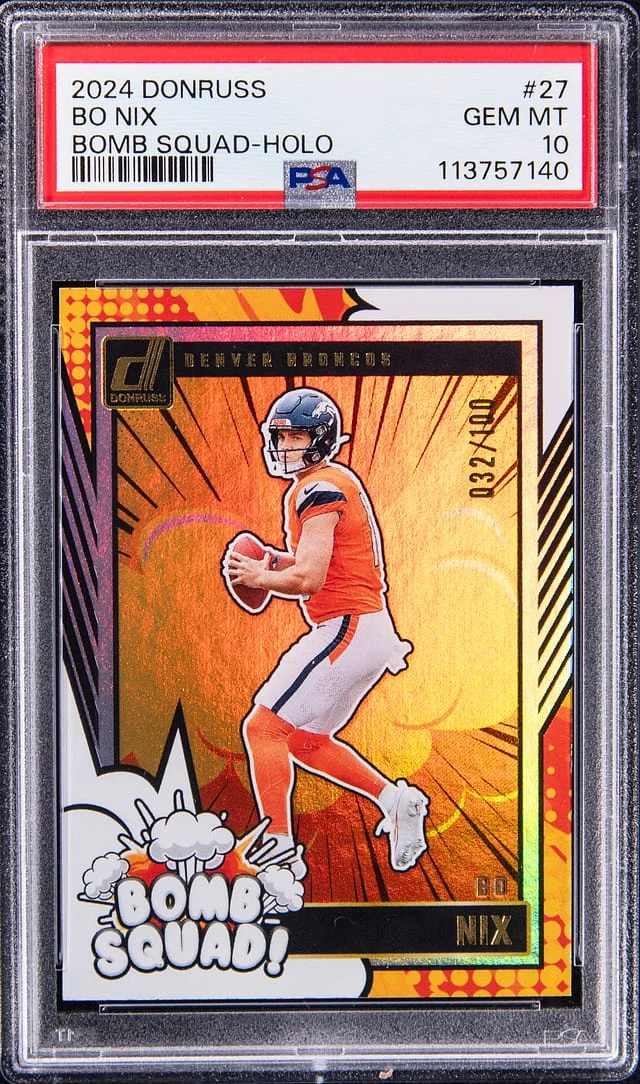 2024 Panini Donruss Bo Nix Bomb Squad Holo #27 card image