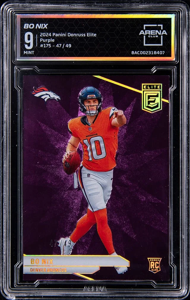 2024 Panini Donruss Bo Nix - ACG Elite Purple #175 card image