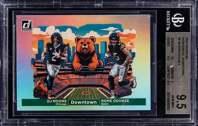 2024 Panini Donruss DJ Moore/Rome Odunze Horizontal Downtown #5 card image