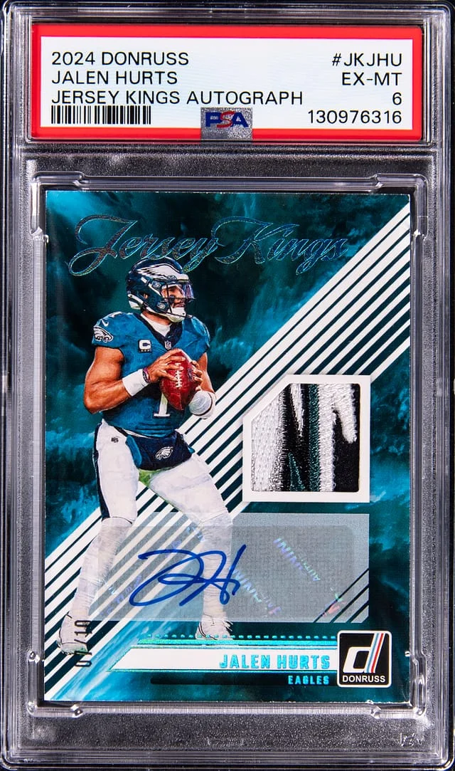 2024 Panini Donruss Jalen Hurts Jersey Kings Autograph #JK-JHU card image