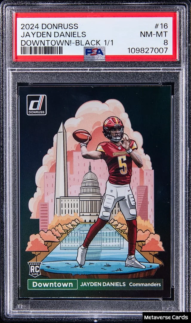 2024 Panini Donruss Jayden Daniels Downtown! Black #16 card image