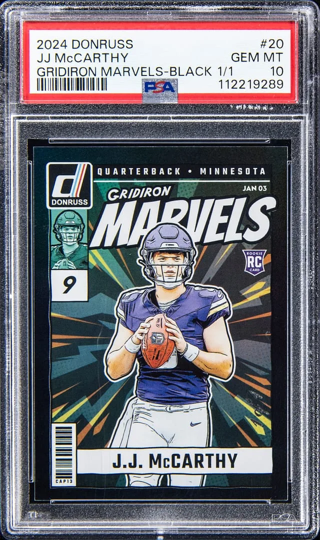2024 Panini Donruss J.J. McCarthy Gridiron Marvels Black #20 card image