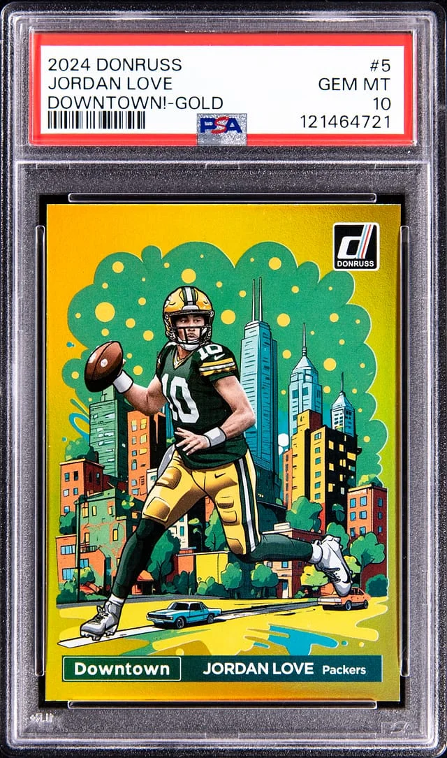 2024 Panini Donruss Jordan Love Downtown! Gold #5 card image