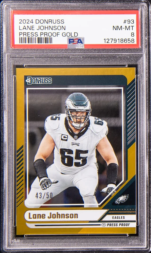 2024 Panini Donruss Lane Johnson Press Proof Gold #93 card image