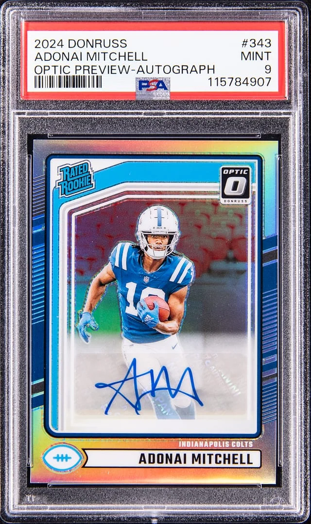 2024 Panini Donruss Optic Adonai Mitchell Preview Autograph #343 card image