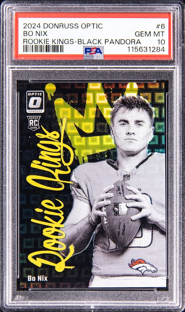 2024 Panini Donruss Optic Bo Nix Kings Black Pandora Prizm #6 card image
