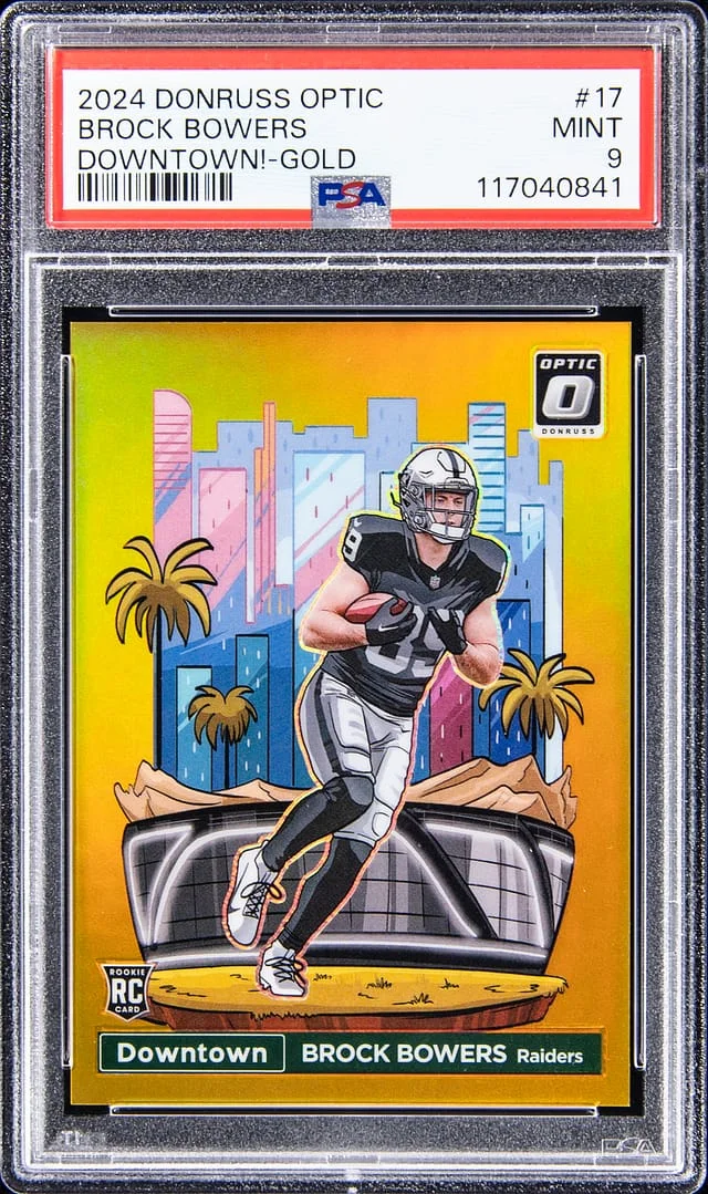 2024 Panini Donruss Optic Brock Bowers Downtown! Gold #17 card image